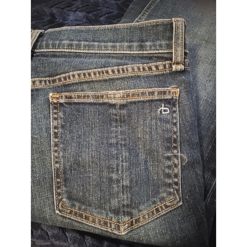 Rag & Bone Ryan Straight Leg Jeans Blue Raw Hem Sz 29 edgy distressed never worn - Picture 4 of 7